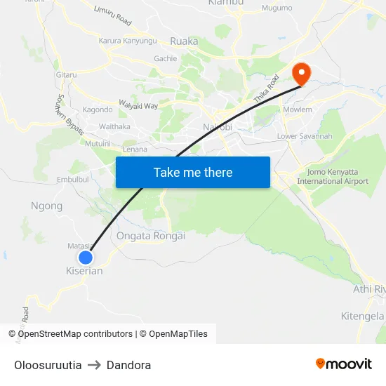 Oloosuruutia to Dandora map