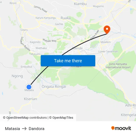 Matasia to Dandora map