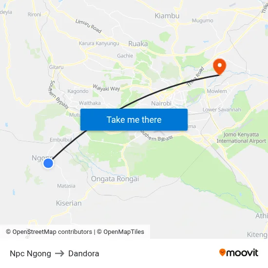 Npc Ngong to Dandora map