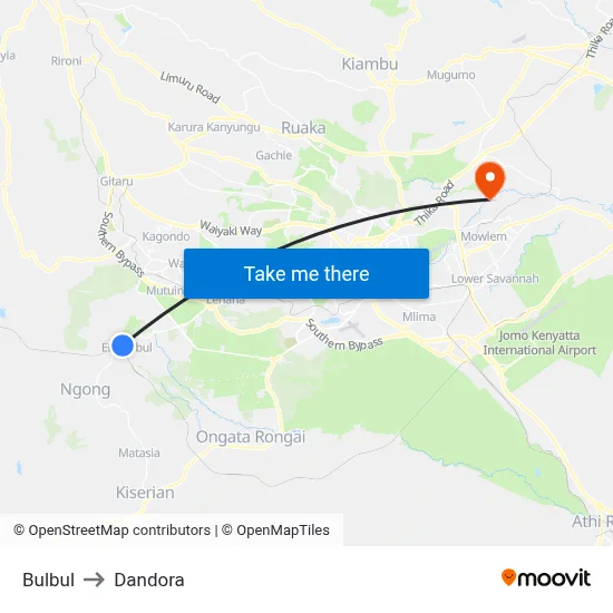 Bulbul to Dandora map