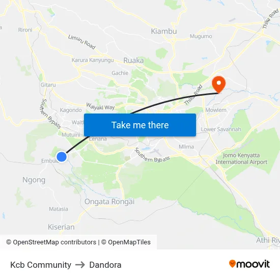 Kcb Community to Dandora map
