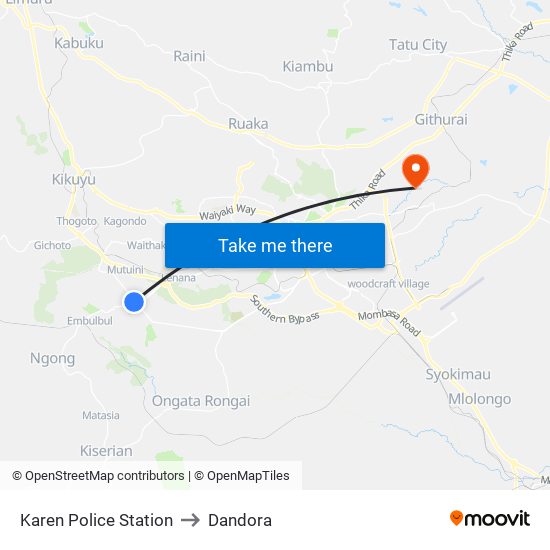 Karen Police Station to Dandora map