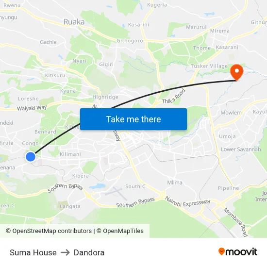 Suma House to Dandora map