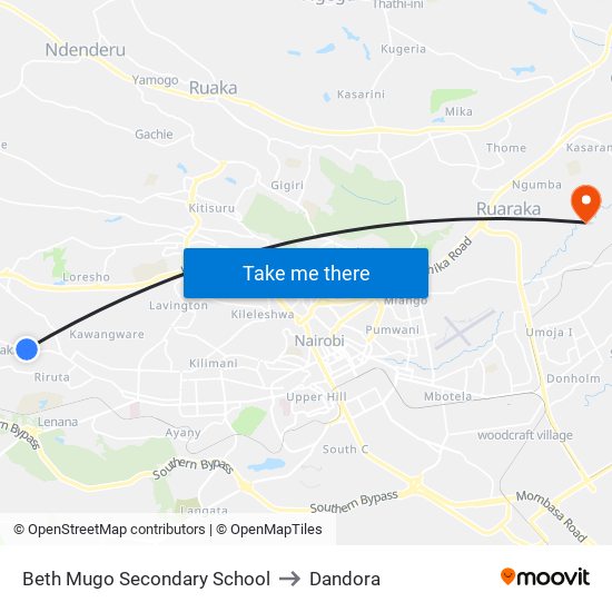 Beth Mugo Secondary School to Dandora map