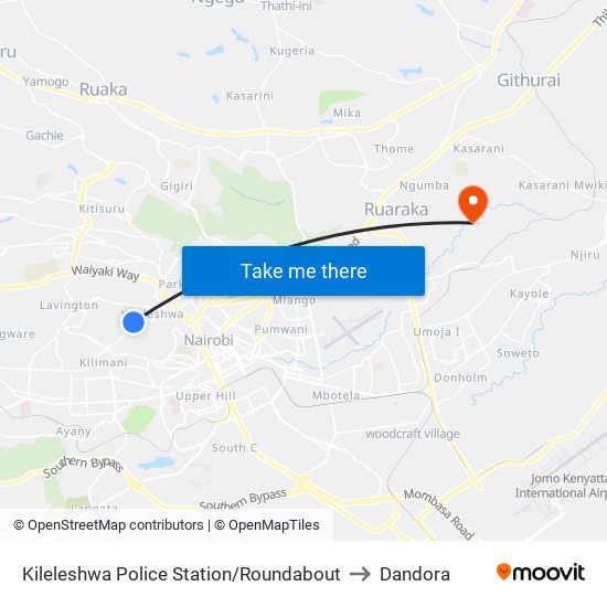 Kileleshwa Police Station/Roundabout to Dandora map