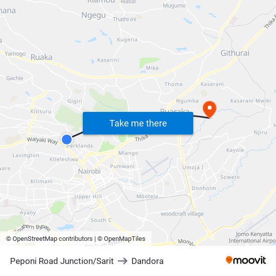 Peponi Road Junction/Sarit to Dandora map