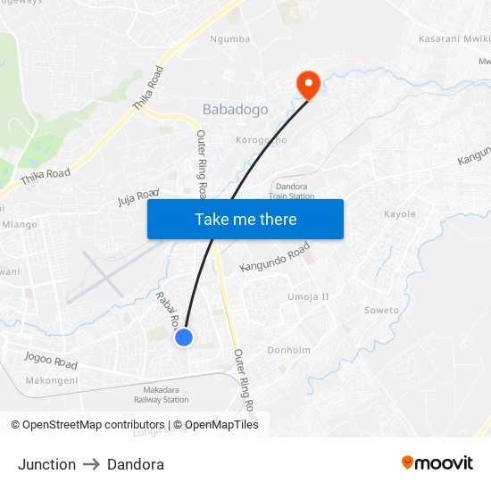 Junction to Dandora map