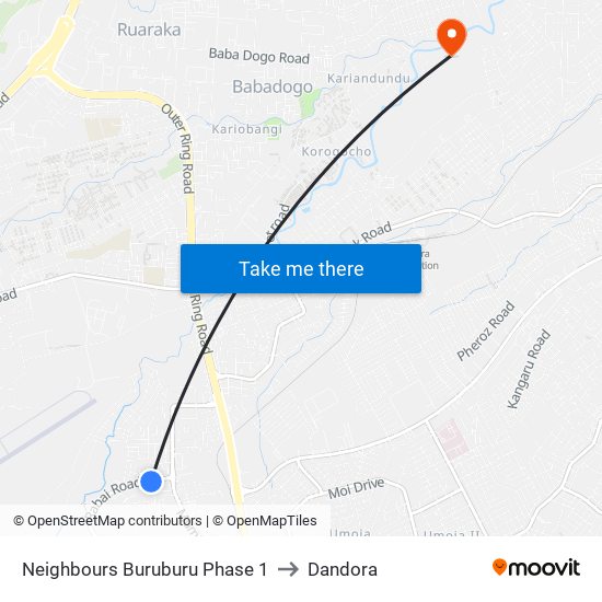 Neighbours Buruburu Phase 1 to Dandora map