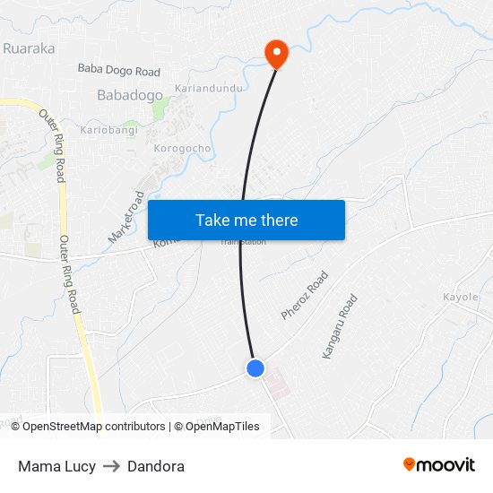 Mama Lucy to Dandora map