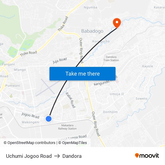 Uchumi Jogoo Road to Dandora map