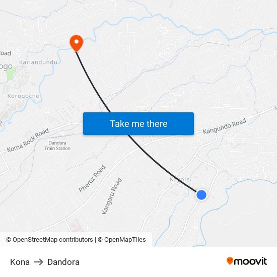 Kona to Dandora map