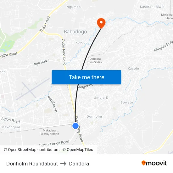 Donholm Roundabout to Dandora map