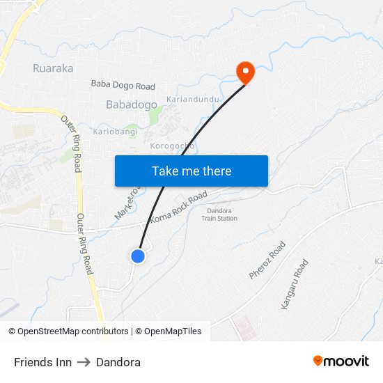 Friends Inn to Dandora map