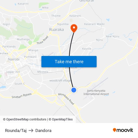 Rounda/Taj to Dandora map