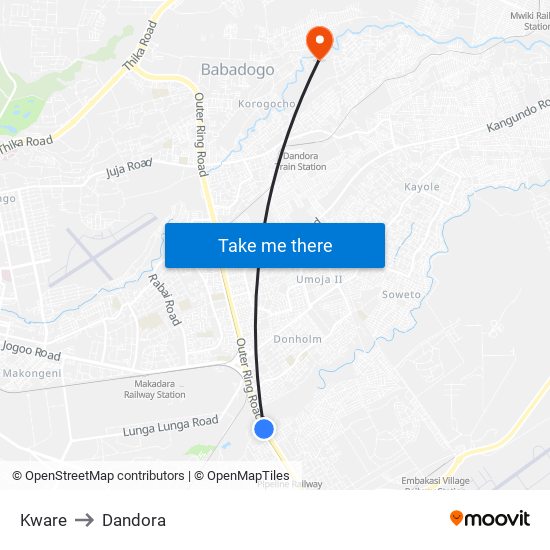 Kware to Dandora map