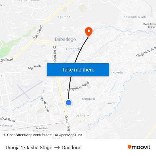 Umoja 1/Jasho Stage to Dandora map