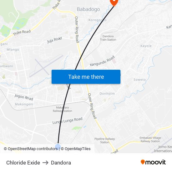 Chloride Exide to Dandora map