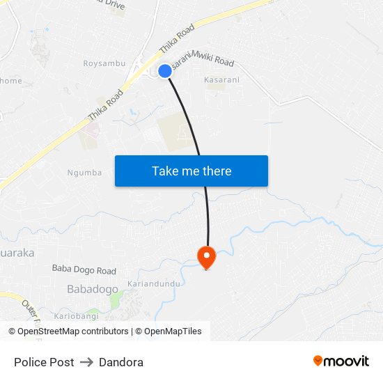 Police Post to Dandora map