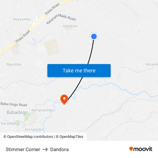 Stimmer Corner to Dandora map