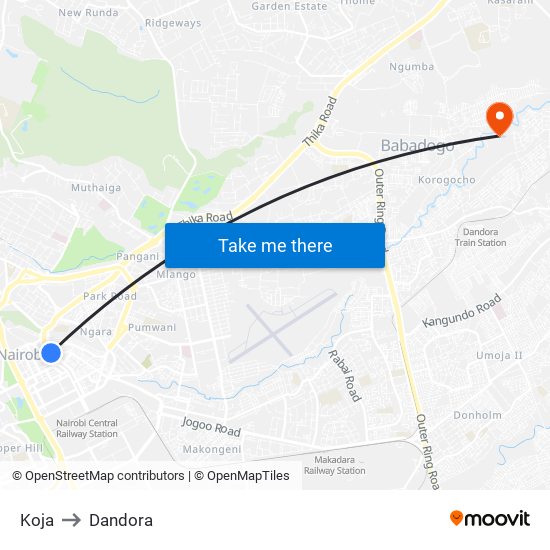 Koja to Dandora map