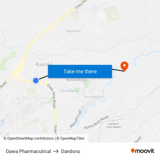 Dawa Pharmacutical to Dandora map