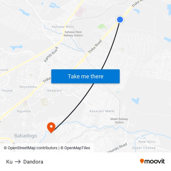Ku to Dandora map