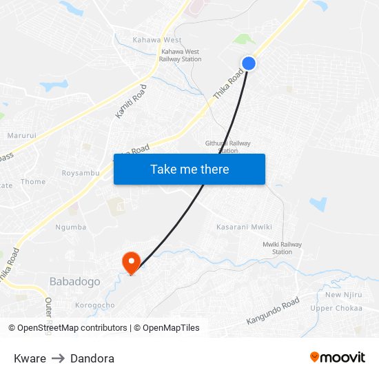 Kware to Dandora map