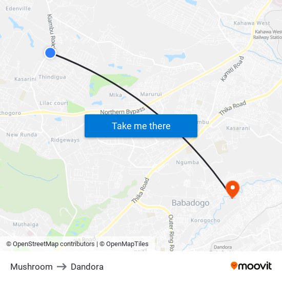 Mushroom to Dandora map