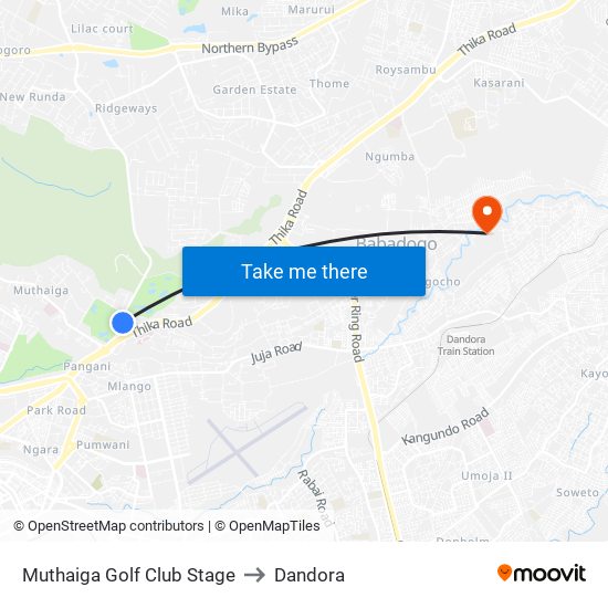 Muthaiga Golf Club Stage to Dandora map