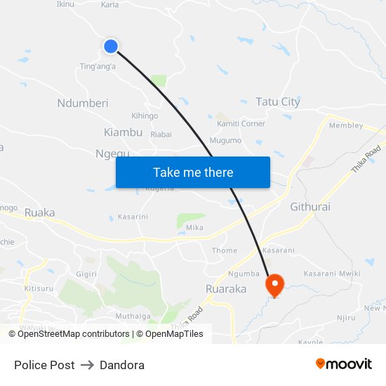 Police Post to Dandora map