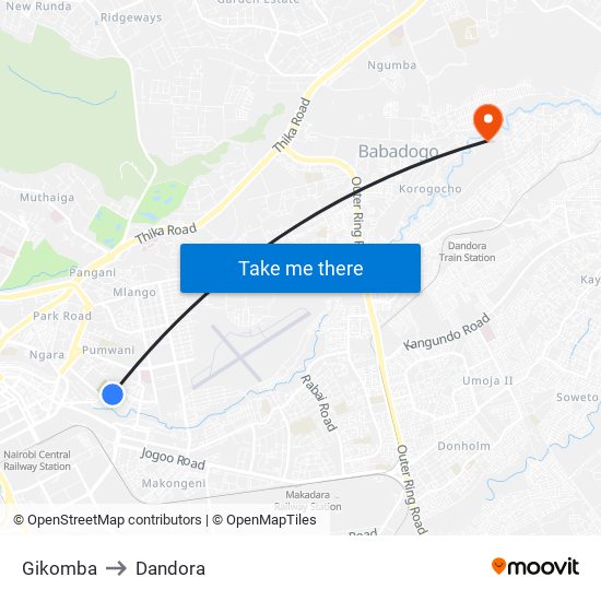 Gikomba to Dandora map