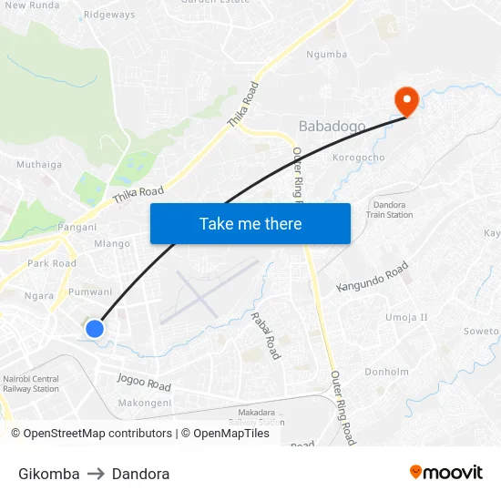 Gikomba to Dandora map
