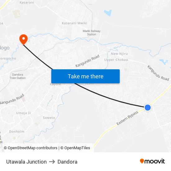 Utawala Junction to Dandora map