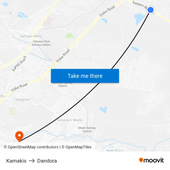 Kamakis to Dandora map