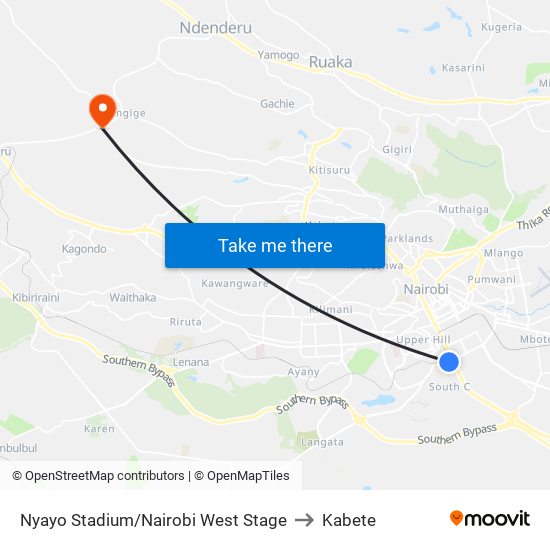 Nyayo Stadium/Nairobi West Stage to Kabete map