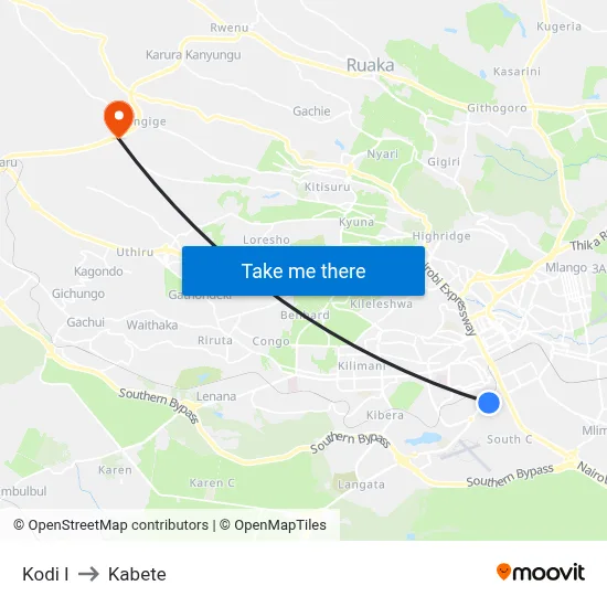 Kodi I to Kabete map