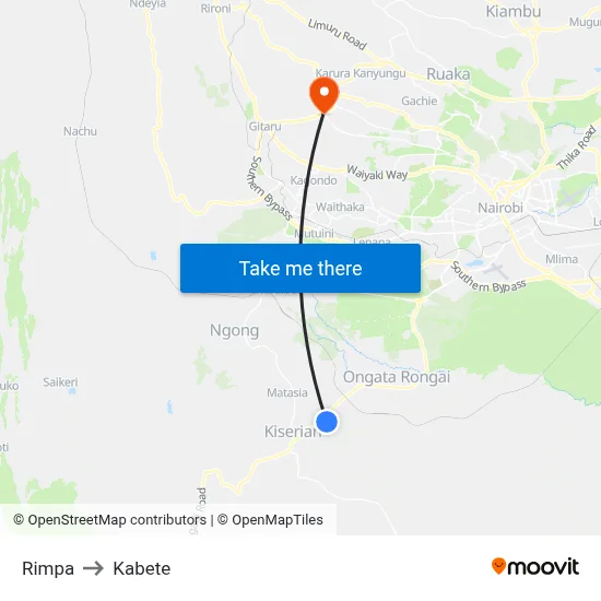 Rimpa to Kabete map
