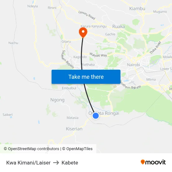 Kwa Kimani/Laiser to Kabete map