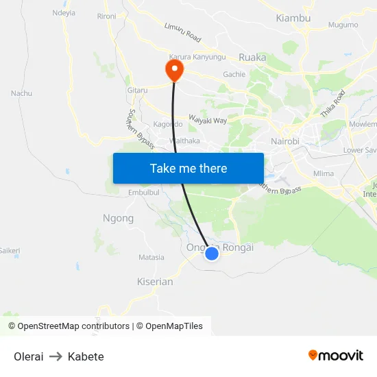 Olerai to Kabete map