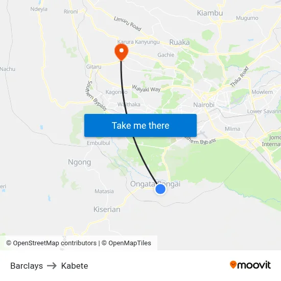 Barclays to Kabete map