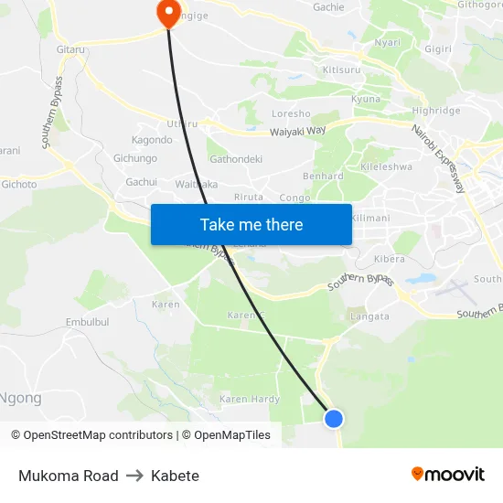 Mukoma Road to Kabete map