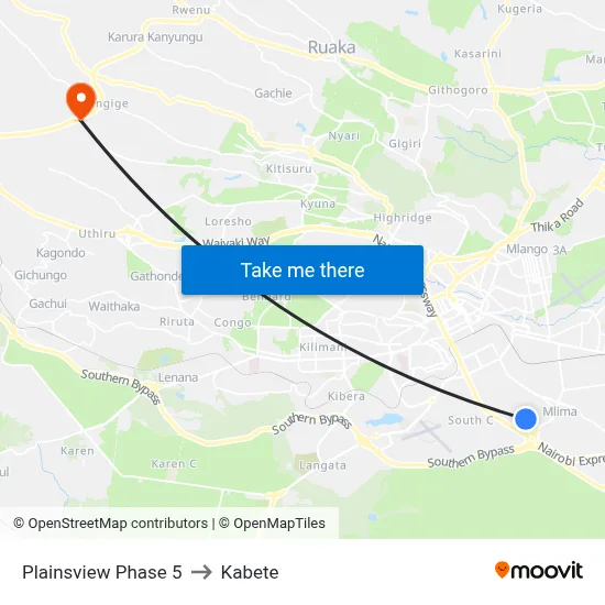 Plainsview Phase 5 to Kabete map