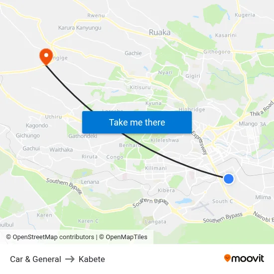 Car & General to Kabete map