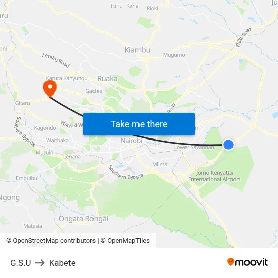 G.S.U to Kabete map