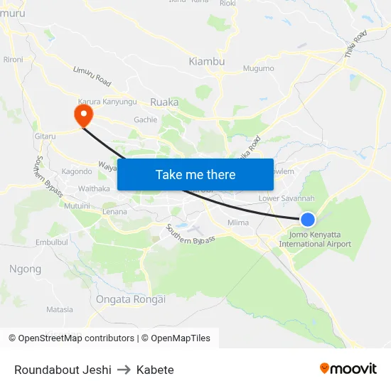 Roundabout Jeshi to Kabete map