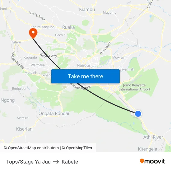 Tops/Stage Ya Juu to Kabete map