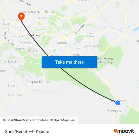 Shell/Kenol to Kabete map