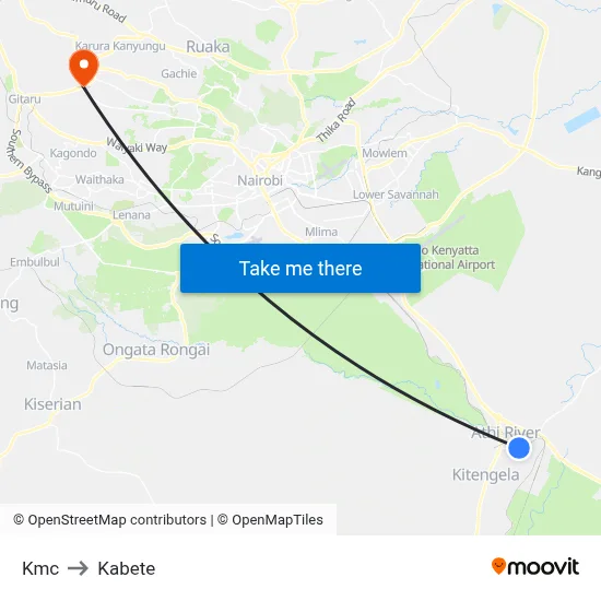 Kmc to Kabete map