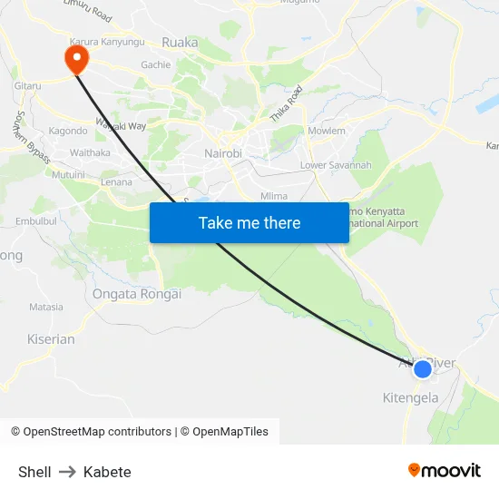 Shell to Kabete map