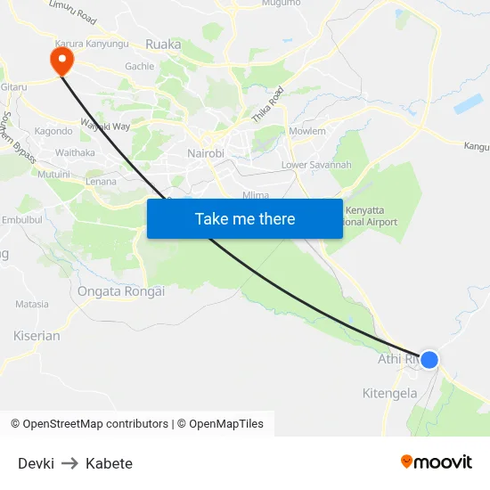 Devki to Kabete map